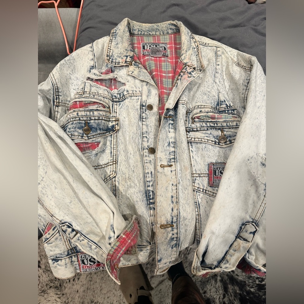 Rare Used By Elie Jeans Acid Washed Jean Jacket
